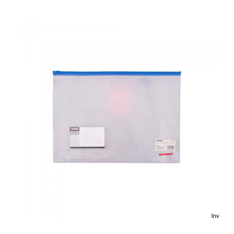 Koperta na zamek strunowy A4 Penmate z przezroczystego PVC z kieszenią na wizytówkę 390 x 285 mm