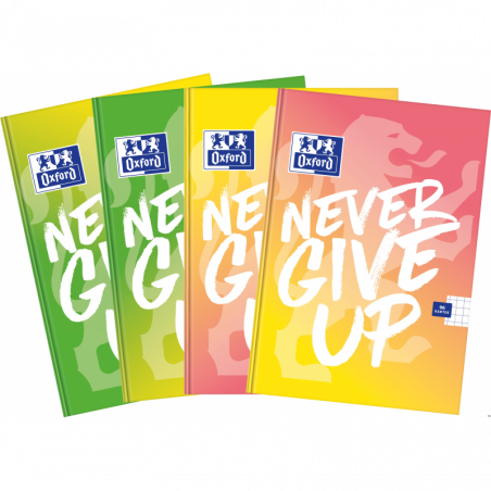 Brulion A5 96 kartek kratka z marginesem Oxford NEVER GIVE UP z miękką okładką i papierem 90g/m2