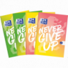 Brulion A5 96 kartek kratka z marginesem Oxford NEVER GIVE UP z miękką okładką i papierem 90g/m2