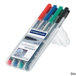 Staedtler Foliopis permanentny S318 WP4 etui 4 sztuki czarny, żółty, pomarańczowy, brązowy do folii i gładkich powierzchni