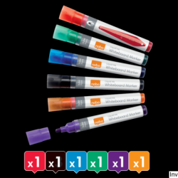 Markery suchościeralne Nobo Liquid Ink 3w1 różne kolory 6 sztuk