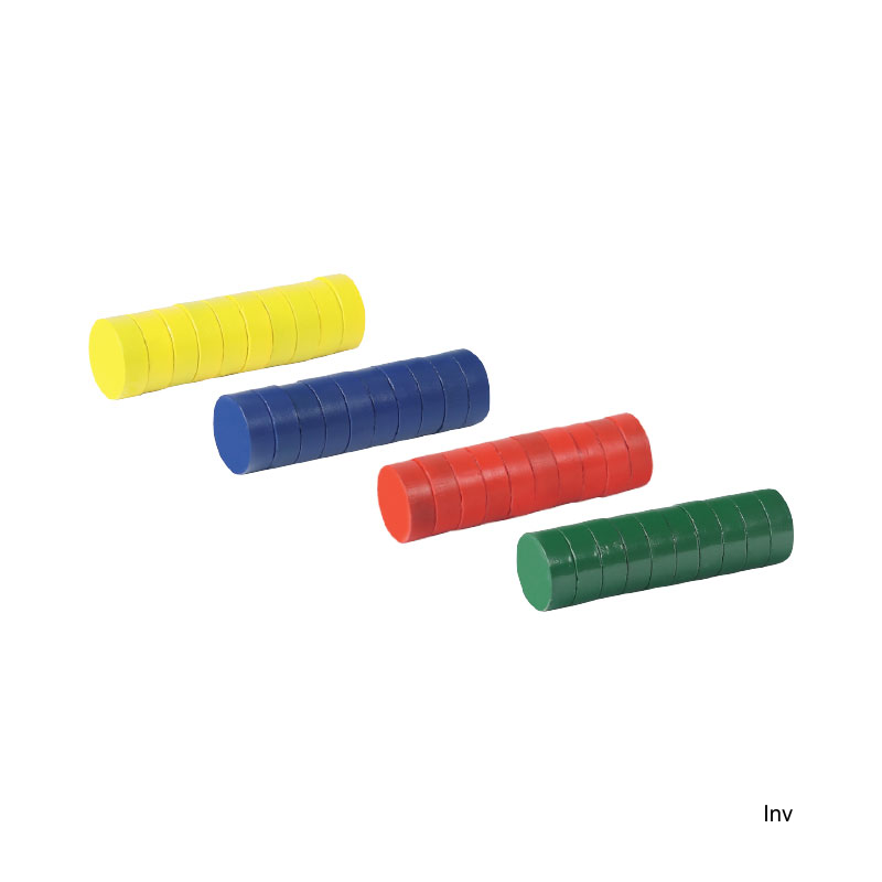 Magnesy kolorowe Fandy 15 mm 40 sztuk - żółty, granatowy, czerwony, zielony