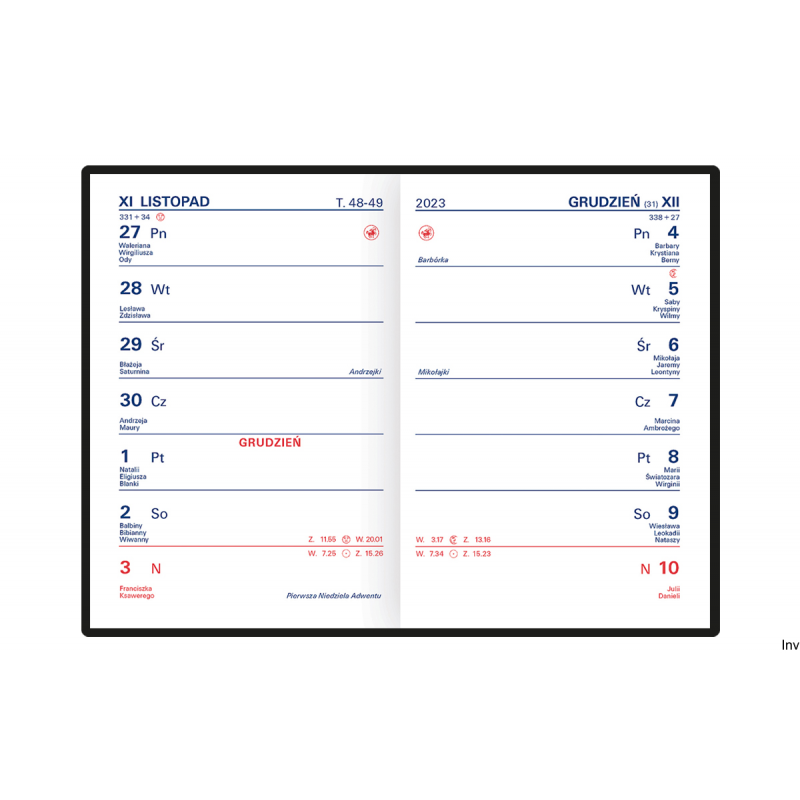 Kalendarz kieszonkowy 2023 Telegraph K1, 82 x 120 mm, tydzień na stronie, 80 stron, papier offset 80 g/m2