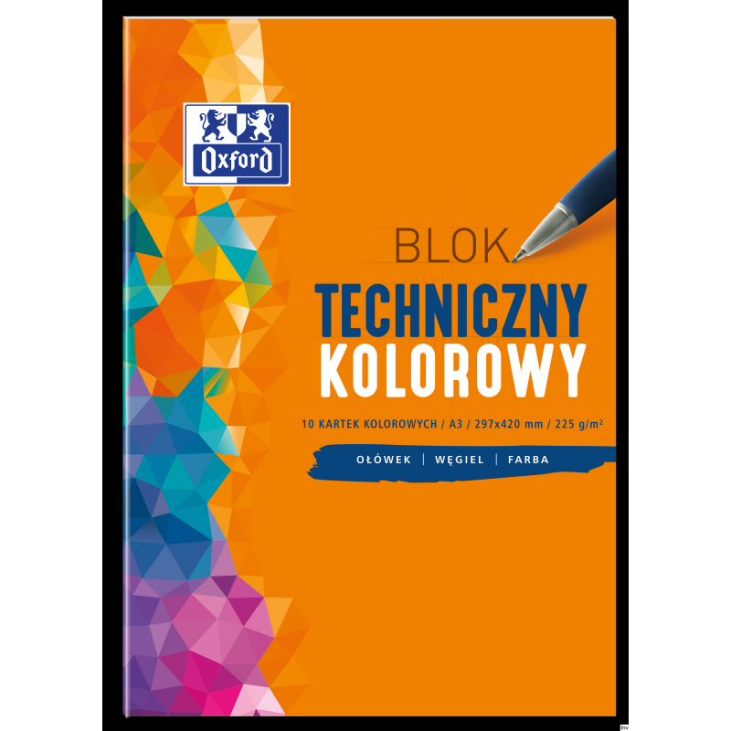 Blok techniczny A3 10 sztuk 225 g kolorowy Oxford