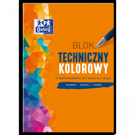 Blok techniczny A3 10 sztuk 225 g kolorowy Oxford