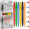 Zestaw pisaków pędzelkowych do kaligrafii Pentel Touch Brush Pen 6 sztuk