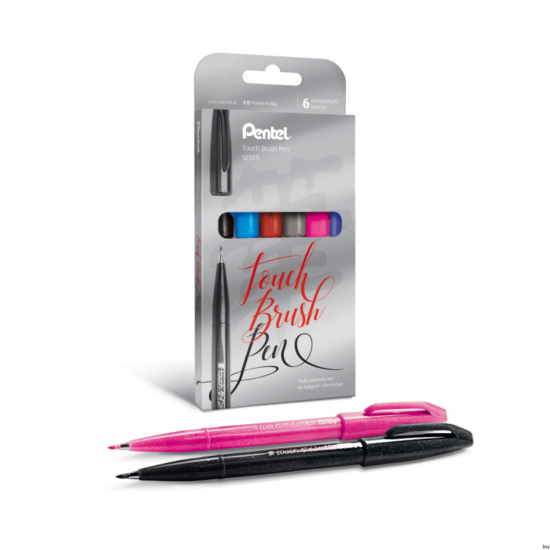 Zestaw pisaków pędzelkowych do kaligrafii Pentel Touch Brush Pen 6 sztuk