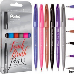 Zestaw pisaków pędzelkowych do kaligrafii Pentel Touch Brush Pen 6 sztuk