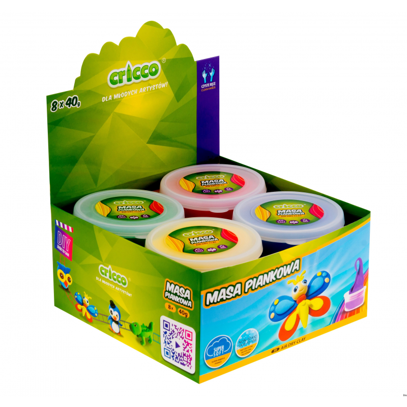 Masa piankowa Cricco 40g mix kolorów w plastikowym pudełku