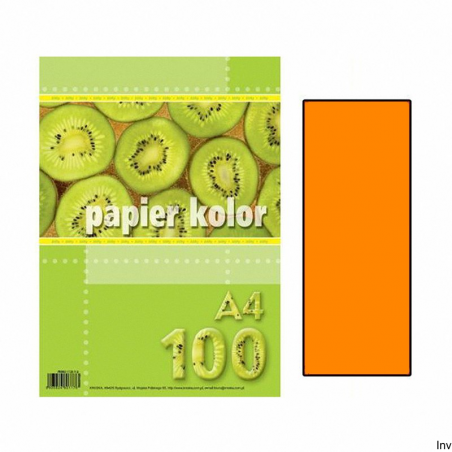 Papier xero A4 100 g/m² pomarańczowy FLUO KRESKA 100 sztuk