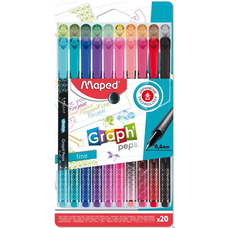 Cienkopis GraphPeps Deco 0,4 mm 20 sztuk etui Maped