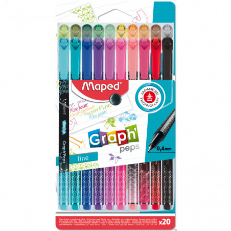 Cienkopis GraphPeps Deco 0,4 mm 20 sztuk etui Maped