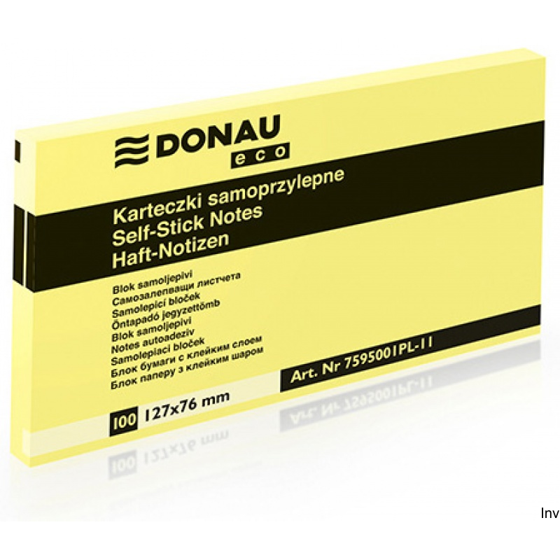 Bloczek Donau ECO 127x76mm żółty 100 sztuk 70gsm