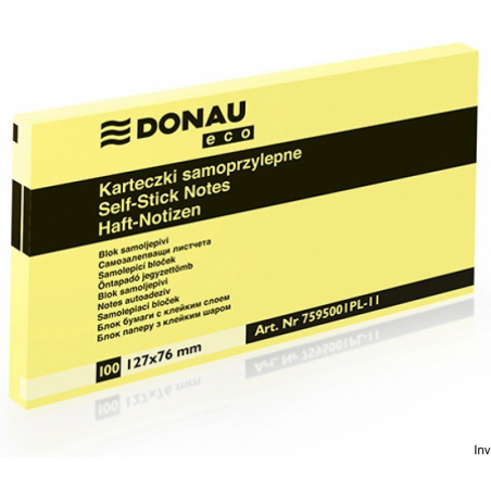 Bloczek Donau ECO 127x76mm żółty 100 sztuk 70gsm