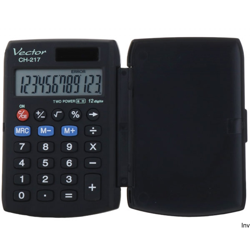 Kalkulator Casio VECTOR CH-217 kieszonkowy 12-cyfrowy czarny z podwójnym zasilaniem