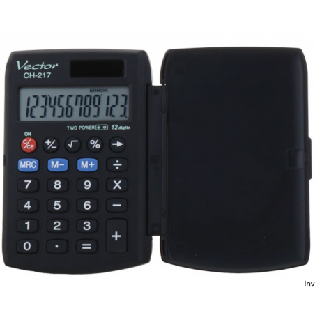 Kalkulator Casio VECTOR CH-217 kieszonkowy 12-cyfrowy czarny z podwójnym zasilaniem