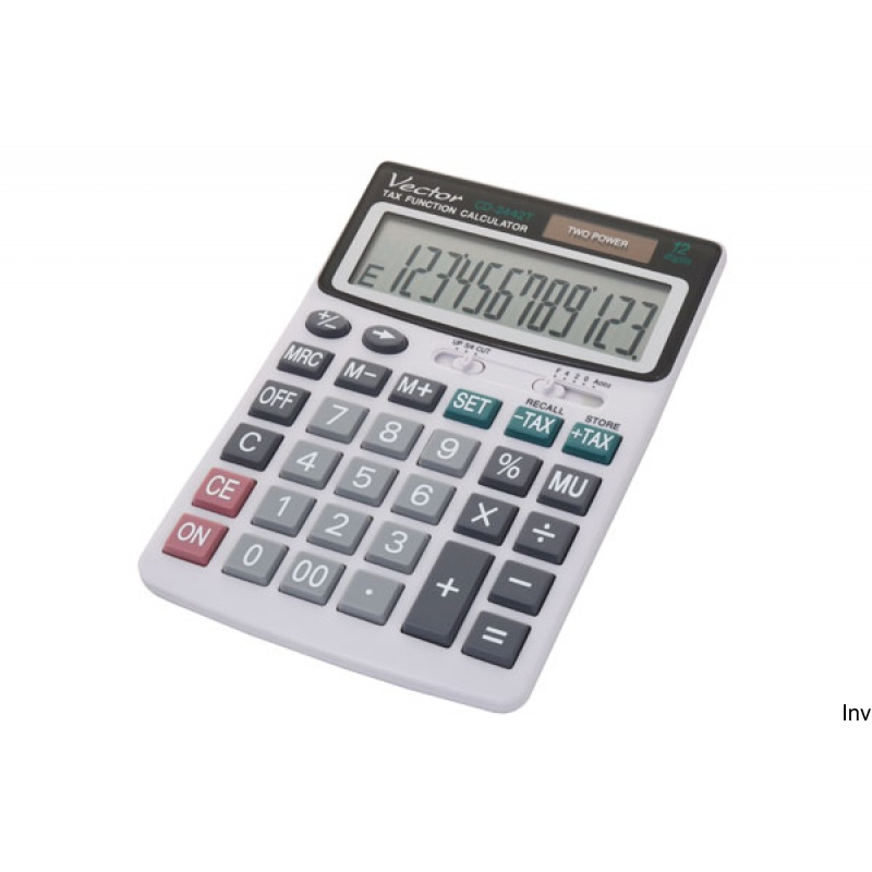 Kalkulator Casio VECTOR CD-2442T 12-cyfrowy, biały, podwójne zasilanie, obliczenia TAX, wymiary 165x115x22mm