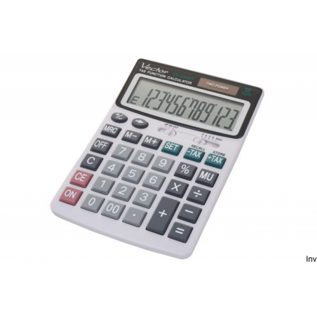 Kalkulator Casio VECTOR CD-2442T 12-cyfrowy, biały, podwójne zasilanie, obliczenia TAX, wymiary 165x115x22mm