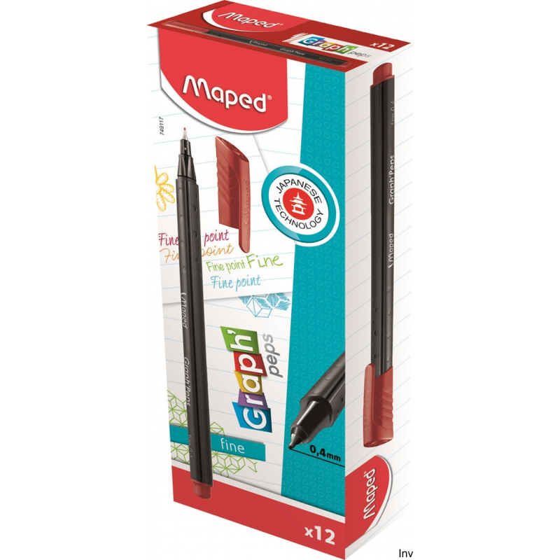 Cienkopis Maped GraphPeps czerwony 0,4mm z metalową końcówką i ergonomicznym kształtem