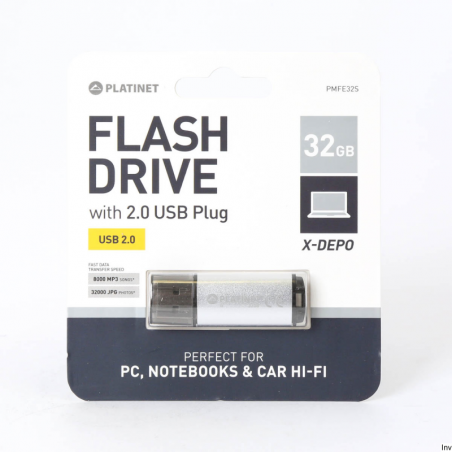Pendrive USB 2.0 Platinet 32GB srebrny z aluminiową obudową