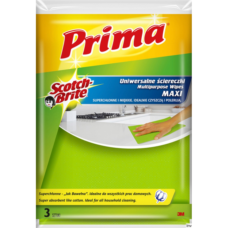 Ściereczki uniwersalne Prima 3M Maxi "Jak bawełna", 3 sztuki, żółte