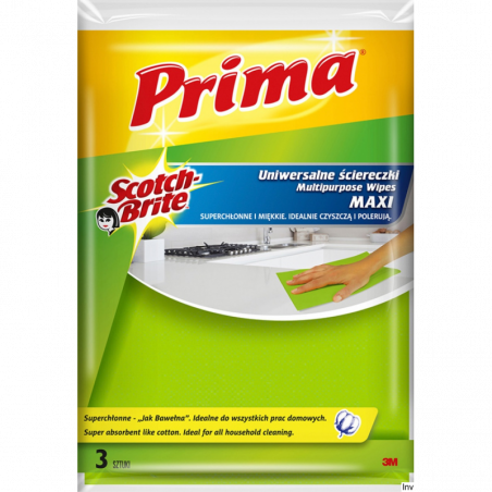 Ściereczki uniwersalne Prima 3M Maxi "Jak bawełna", 3 sztuki, żółte