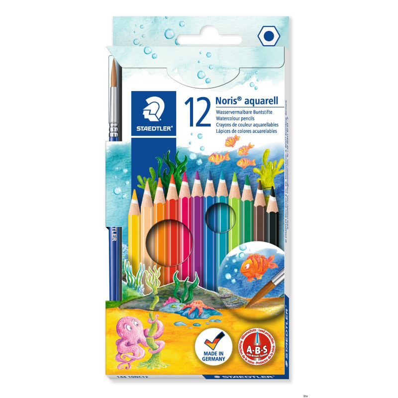 Kredki akwarelowe Staedtler Noris Club 12 kolorów w opakowaniu z pędzelkiem