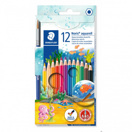 Kredki akwarelowe Staedtler Noris Club 12 kolorów w opakowaniu z pędzelkiem