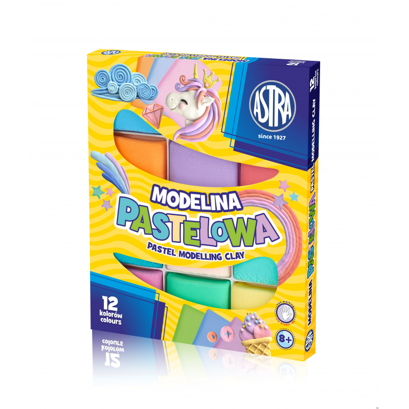 Modelina pastelowa Astra 12 kolorów, termoutwardzalna do tworzenia modeli i galanterii