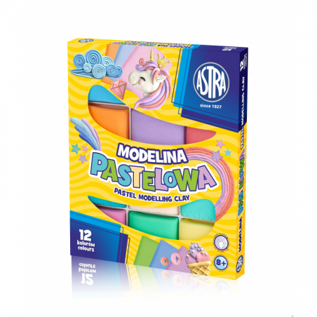 Modelina pastelowa Astra 12 kolorów, termoutwardzalna do tworzenia modeli i galanterii