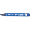 Marker permanentny niebieski Donau D-SIGNER V ścięta końcówka 4mm, wodoodporny, 150m długości linii pisania