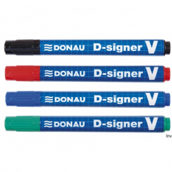 Marker permanentny niebieski Donau D-SIGNER V ścięta końcówka 4mm, wodoodporny, 150m długości linii pisania