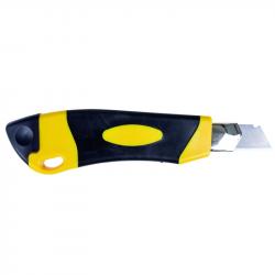 Nóż pakowy OFFICE PRODUCTS Professional, gumowa rękojeść, z blokadą, żółto-czarny