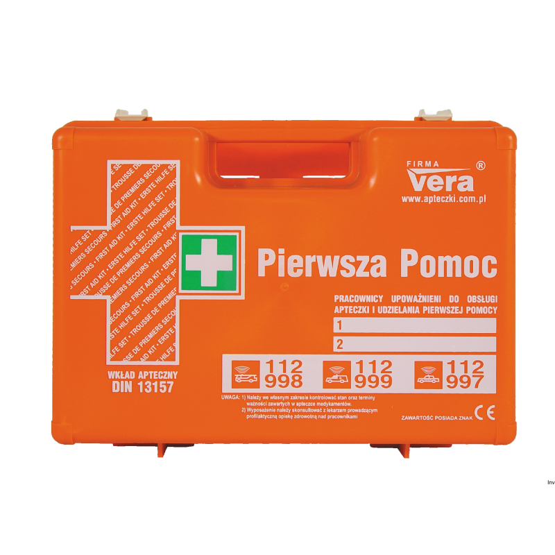 Vera apteczka DIN 13157 top 15+ pomarańczowa z wyposażeniem do pierwszej pomocy 330x235x125 mm