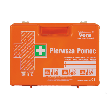 Vera apteczka DIN 13157 top 15+ pomarańczowa z wyposażeniem do pierwszej pomocy 330x235x125 mm