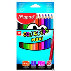 Kredki trójkątne Maped Colorpeps Jumbo 12 kolorów, grube, drewno lipowe, grafit 4,7 mm