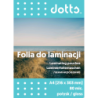 Folia do laminacji A4 80 mikronów Dotts, transparentna, zabezpiecza dokumenty przed wilgocią i uszkodzeniami