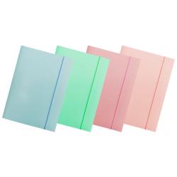 PAKIET Teczka z gumką OFFICE PRODUCTS Pastel, karton/lakier, A4, 300gsm, 3-skrz., mix kolorów