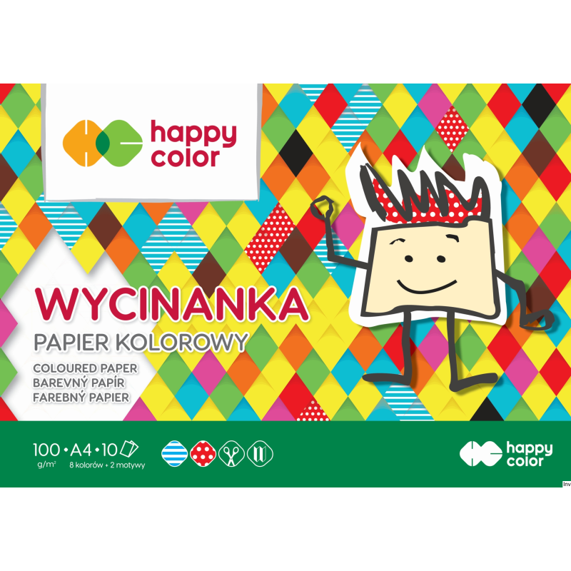 Blok wycinanka A4 10 arkuszy 100 g kolorowy Happy Color