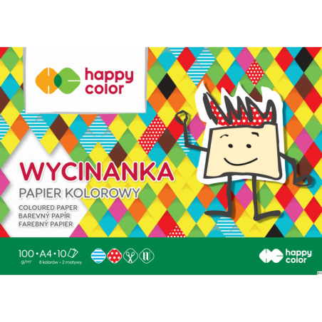 Blok wycinanka A4 10 arkuszy 100 g kolorowy Happy Color