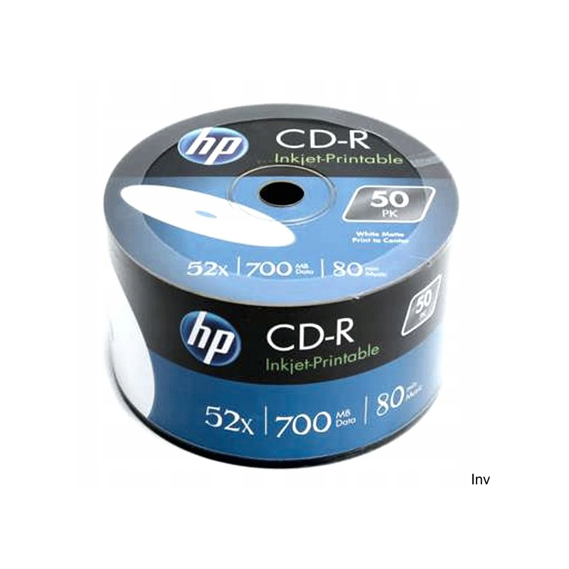 Płyta CD-R HP 700MB 52X (50 sztuk) Szpindel White Inkjet Printable