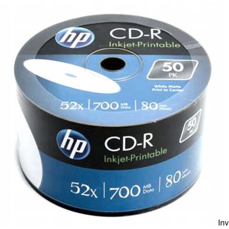 Płyta CD-R HP 700MB 52X (50 sztuk) Szpindel White Inkjet Printable