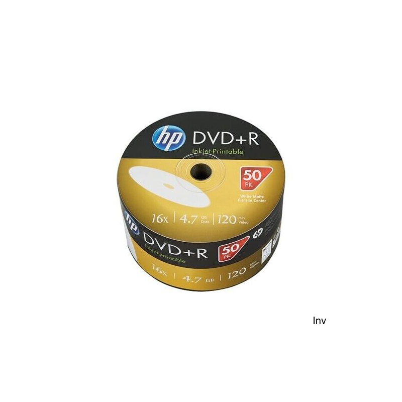 Płyta HP DVD+R 4.7GB 16x (50 sztuk) Spindel Biała do Drukowania Atramentowego