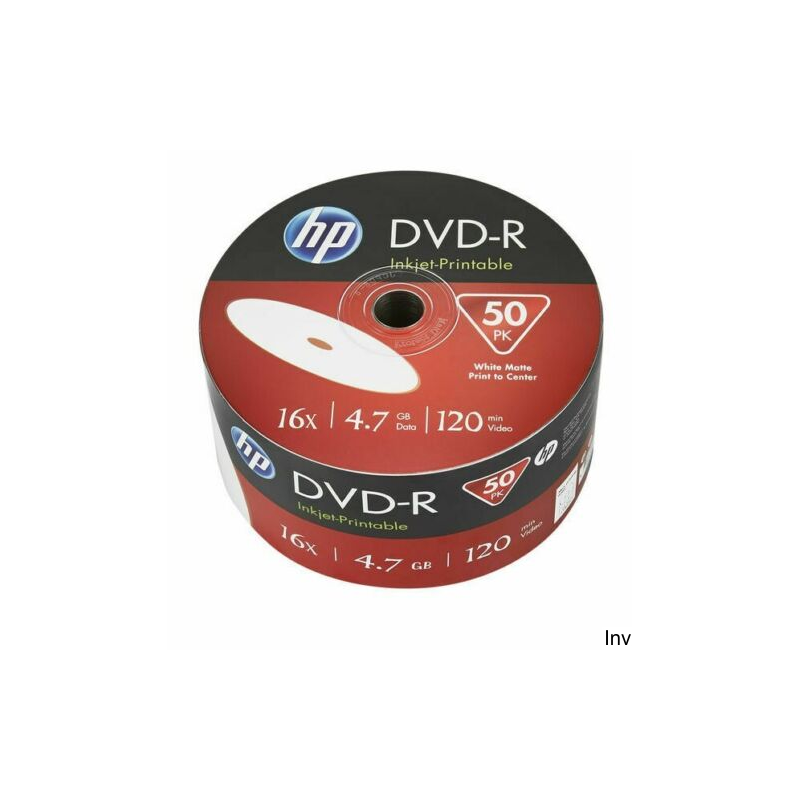 Płyta HP DVD-R 4.7GB 16x (50 sztuk) Spindel Biała do druku atramentowego