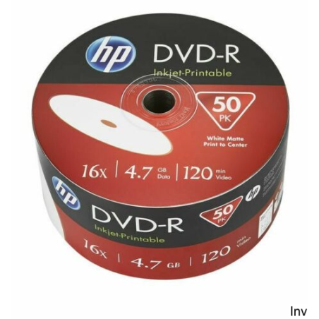 Płyta HP DVD-R 4.7GB 16x (50 sztuk) Spindel Biała do druku atramentowego