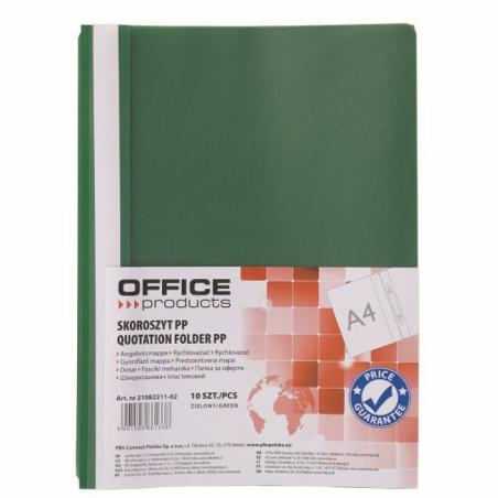 PAKIET Skoroszyt OFFICE PRODUCTS, 120/180 mic, PP, zielony