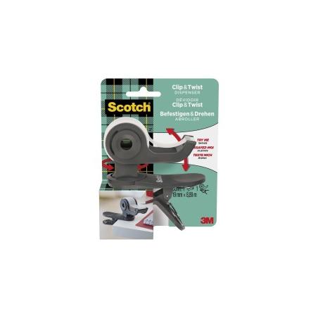 Podajnik do taśmy Scotch C19 Clip&Twist + taśma SCOTCH MAGIC 19mm, 8,89m, zielony - 1