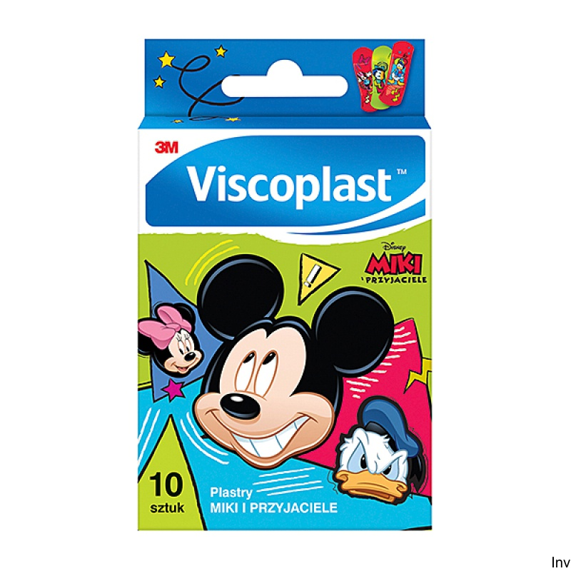 Zestaw plastrów VISCOPLAST MIKI I PRZYJACIELE, 10 sztuk, mix kolorów