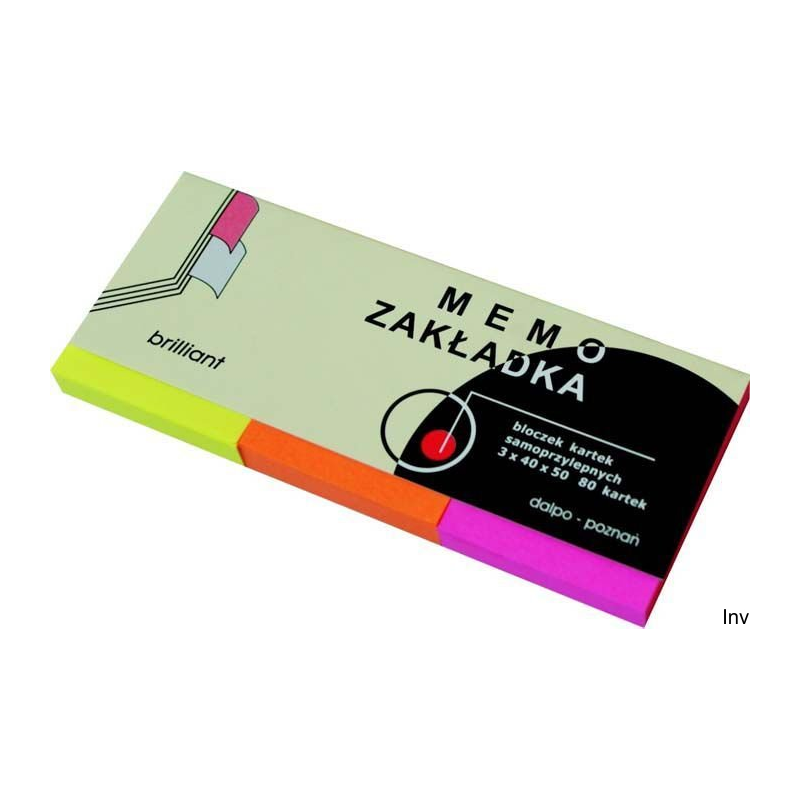 Zakładki samoprzylepne Dalpo brilliant 40x50mm, 3 kolory, 80 kartek w opakowaniu
