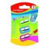 Temperówka plastikowa KEYROAD Easy-Sharp, pojedyncza, 3szt., blister, mix kolorów